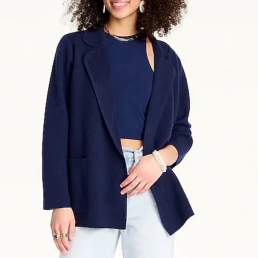 J.Crew Navy Open-Front Women's Blazer Jacket - Classic Casual